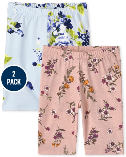 Girls Floral Bike Shorts 2-Pack
