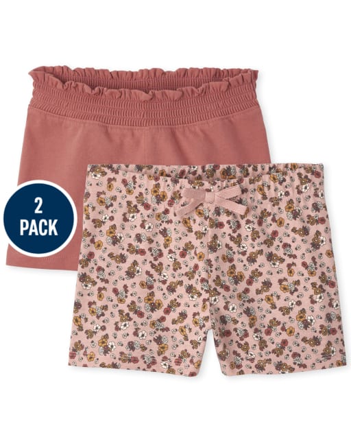 Pack de 2 pantalones cortos con estampado floral para niña