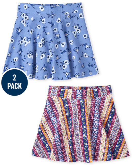 Girls Floral Print Skort 2-Pack