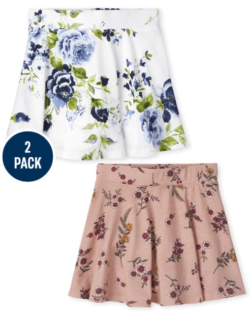 Girls Floral Print Skort 2-Pack