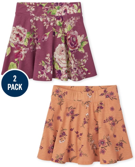 Girls Floral Print Skort 2-Pack