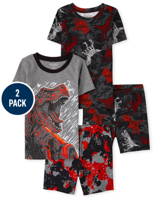 Boys Dino Snug Fit Cotton Pajamas 2-Pack