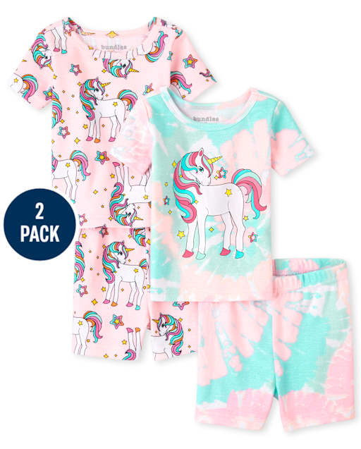 Baby And Toddler Girls Unicorn Snug Fit Cotton Pajamas 2-Pack