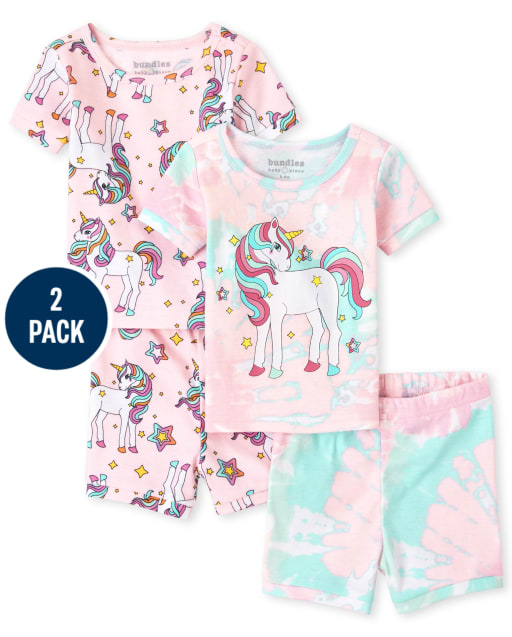 Baby And Toddler Girls Unicorn Snug Fit Cotton Pajamas 2-Pack