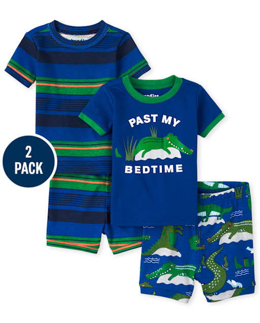 Baby And Toddler Boys Alligator Striped Snug Fit Cotton Pajamas 2-Pack