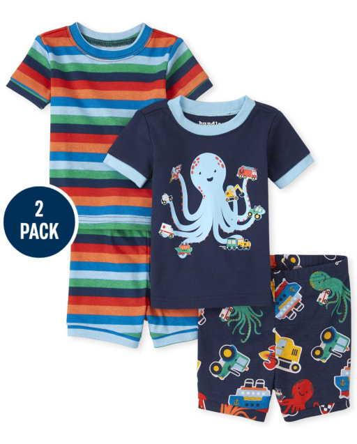 Baby And Toddler Boys Octopus Snug Fit Cotton Pajamas 2-Pack