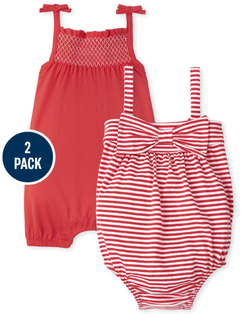 Baby Girls Smocked Striped Romper 2-Pack