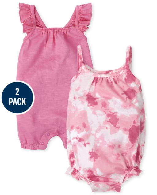 Pack de 2 mamelucos teñidos anudados para bebé niña