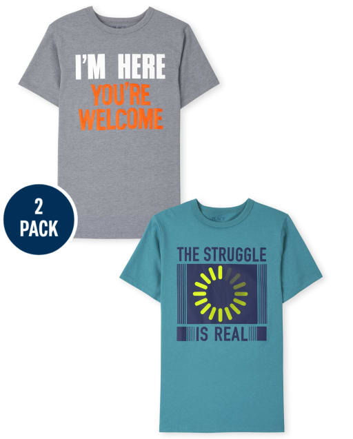Pack de 2 camisetas con gráfico de humor para niño