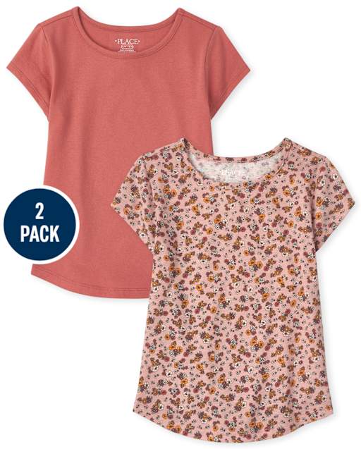 Girls Curved Hem Top 2-Pack
