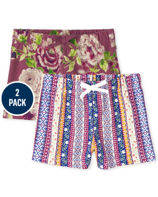 Girls Print Shorts 2-Pack