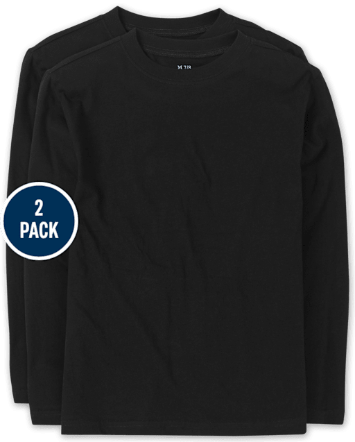 Camiseta básica con capas de uniforme para niños, paquete de 2