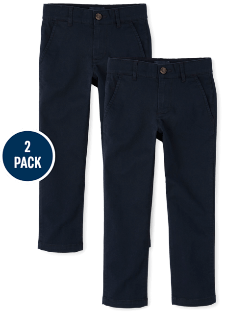 Boys Uniform Stretch Skinny Chino Pants 2-Pack - Slim