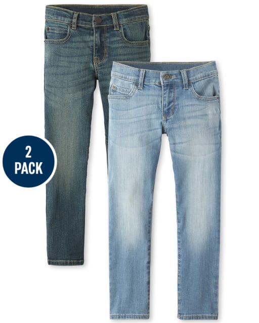 Boys Slim Basic Stretch Straight Jeans 2-Pack