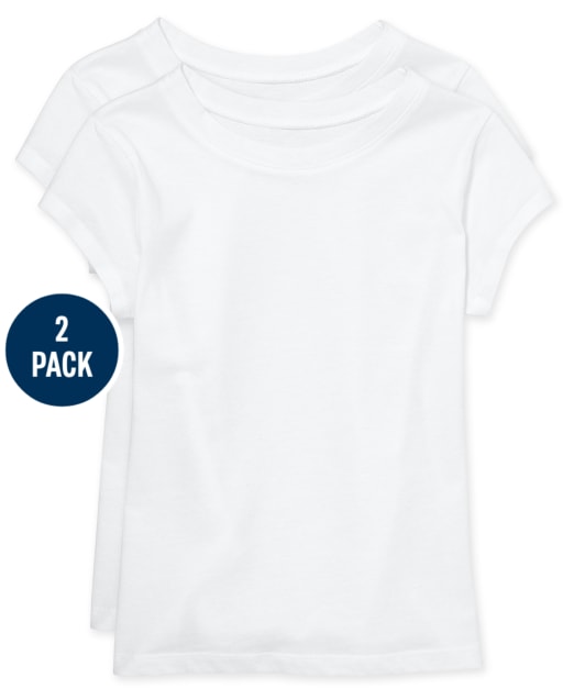 Camiseta básica con capas de uniforme para niñas, paquete de 2