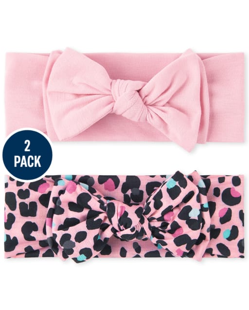 Baby Girls Leopard Bow Headwrap 2-Pack