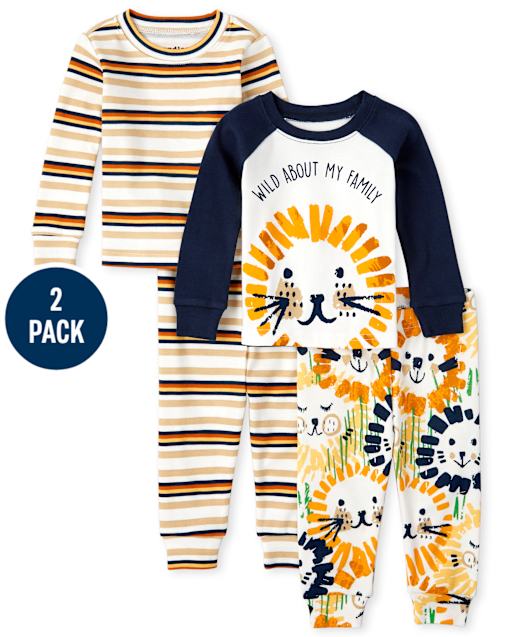 Baby And Toddler Boys Lion Snug Fit Cotton Pajamas 2-Pack