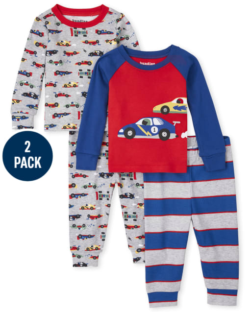 Baby And Toddler Boys Race Car Snug Fit Cotton Pajamas 2-Pack