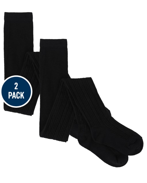 Girls Cable Knit Tights 2-Pack