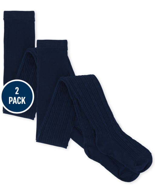 Girls Cable Knit Tights 2-Pack