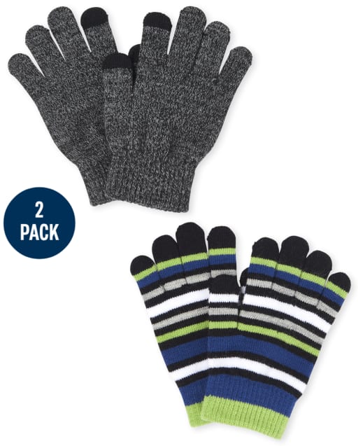 Boys Striped Texting Gloves 2-Pack