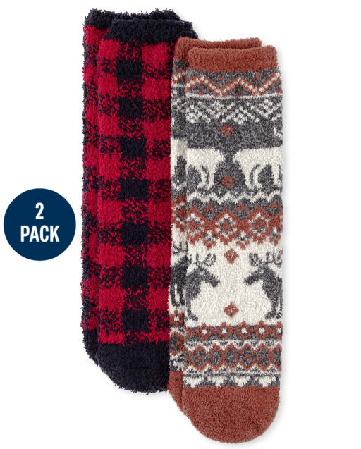 Kids Matching Family Buffalo Plaid Cozy Socks 2-Pack