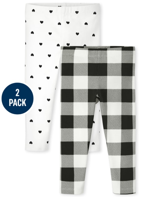 Pack de 2 leggings de cuadros búfalo para niñas pequeñas