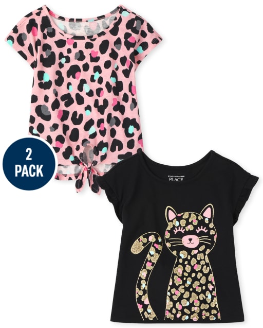 Lot de 2 hauts léopard pour petites filles