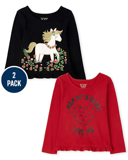 Toddler Girls Ruffle Top 2-Pack