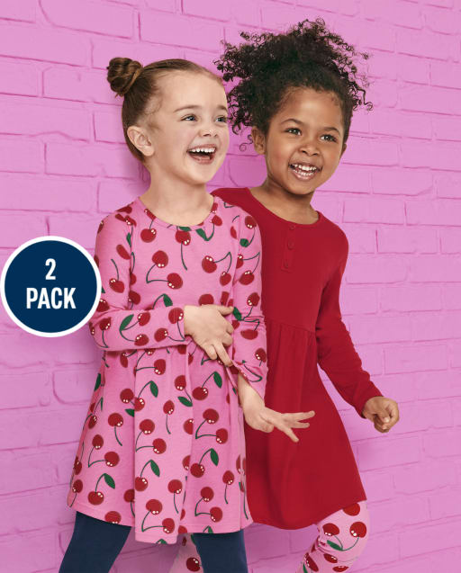 Toddler Girls Cherry Babydoll Dress 2-Pack