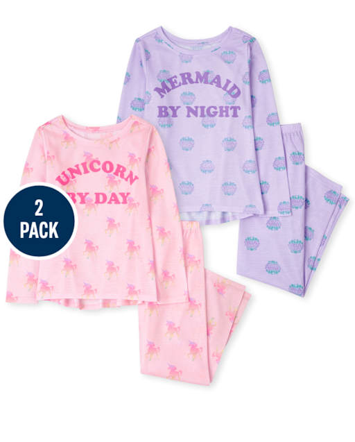 Girls Mermaid Unicorn Pajamas 2-Pack