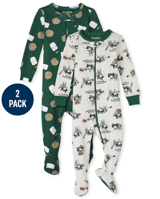 Baby And Toddler Boys Milk And Cookies Snug Fit Cotton One Piece Pajamas 2-Pack