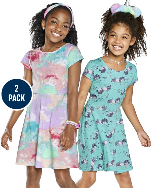 Girls Print Everyday Dress 2-Pack