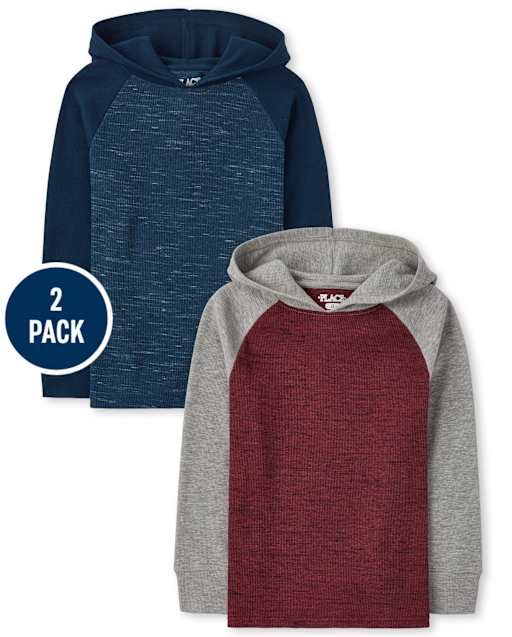 Pack de 2 tops con capucha térmica raglán para niños