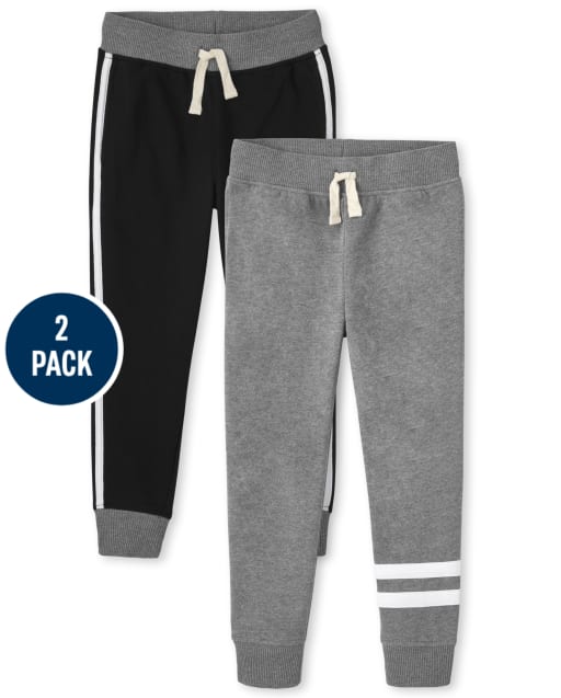Pack de 2 pantalones deportivos de polar a rayas para niño