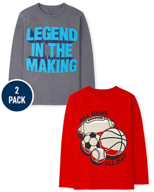Pack de 2 camisetas deportivas con gráfico para niños