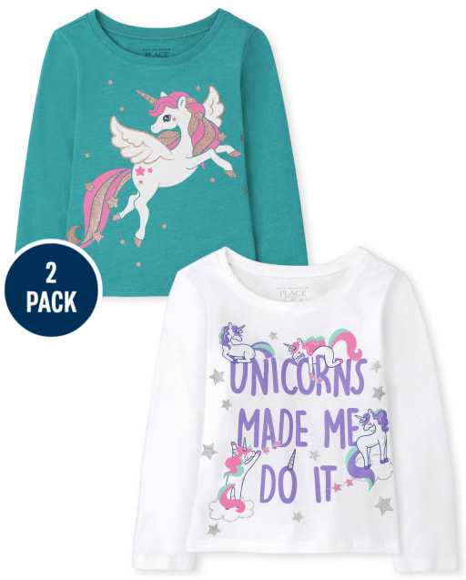Toddler Girls Unicorn Graphic Tee 2-Pack
