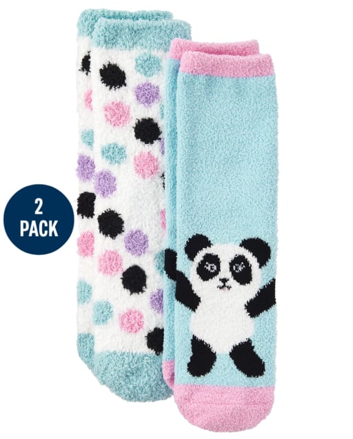 Girls Panda Cozy Socks 2-Pack