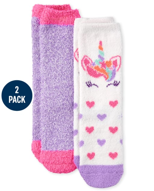 Paquete de 2 calcetines acogedores de unicornio para niñas