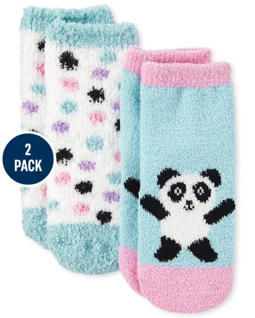 Lot de 2 paires de chaussettes douillettes Panda pour toute-petite fille