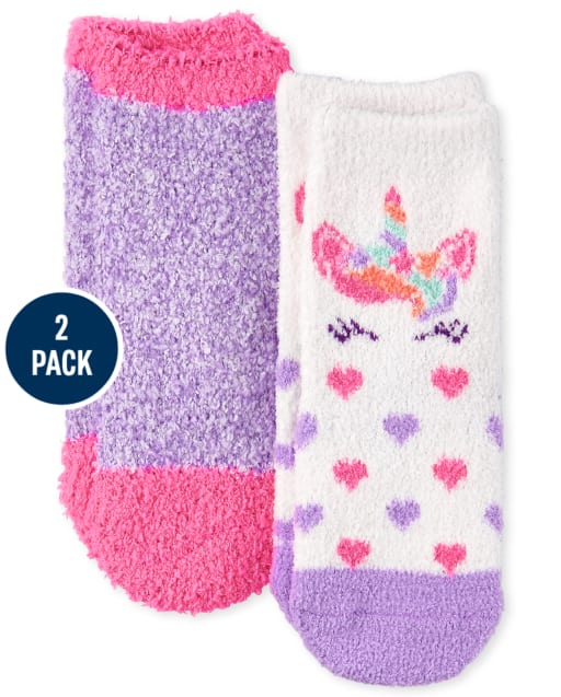 Lot de 2 chaussettes douillettes licorne pour petites filles