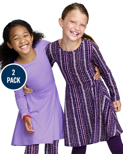 Girls Print Everyday Dress 2-Pack