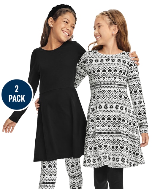 Girls Fairisle Everyday Dress 2-Pack