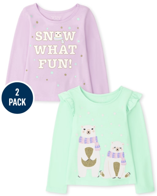 Toddler Girls Polar Bear Top 2-Pack