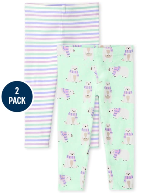 Toddler Girls Polar Bear Leggings 2-Pack