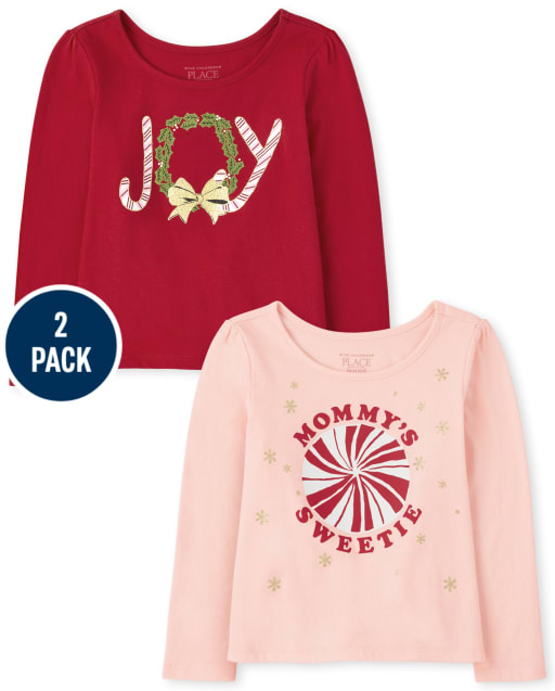 Paquete de 2 tops festivos para niñas pequeñas