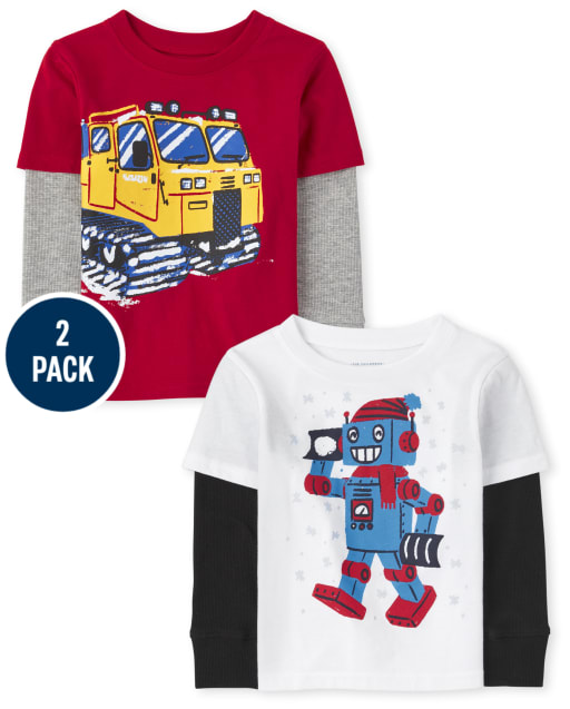 Lot de 2 hauts graphiques 2 en 1 pour tout-petits garçons