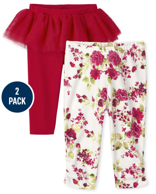 Lot de 2 leggings tutu fleuris pour bébé fille