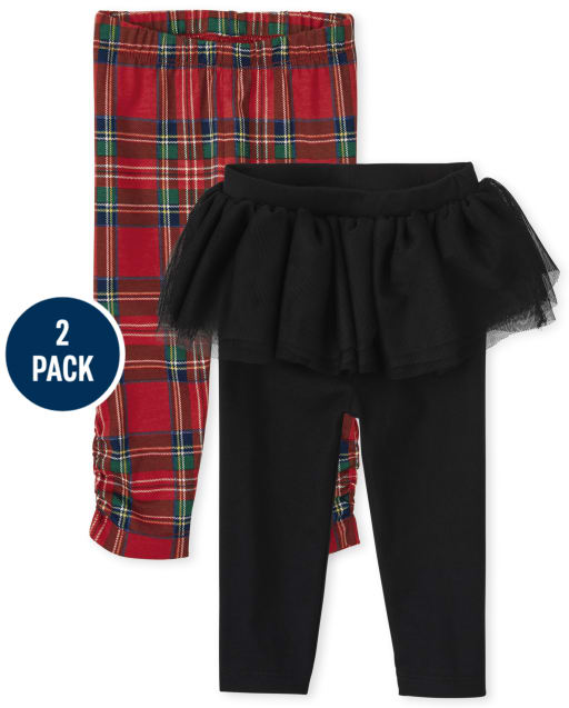 Lot de 2 leggings tutu à carreaux pour bébé fille