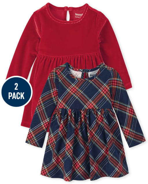 Lot de 2 robes body à carreaux pour bébé fille
